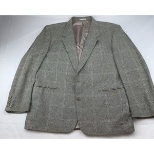 CIANNI CELLINI Mens 44R Vintage Beige Plaid Suit Jacket Blazer
